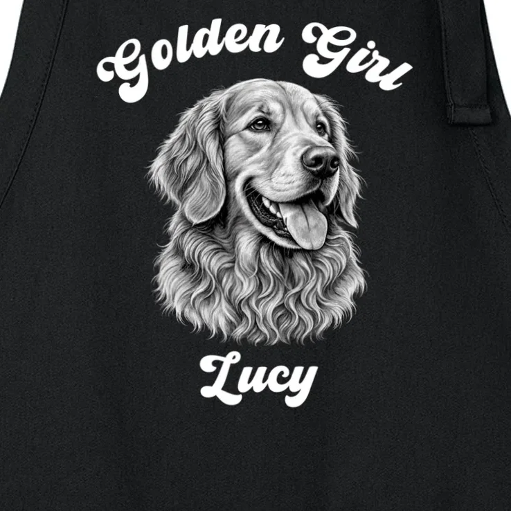 Golden Retriever Golden Boy Golden Girl Personalized Pet Name Apron - Front - Close-up