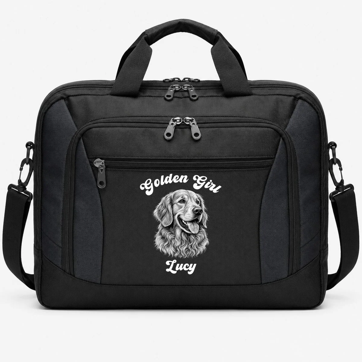 Golden Retriever Golden Boy Golden Girl Personalized Pet Name Briefcase - Front