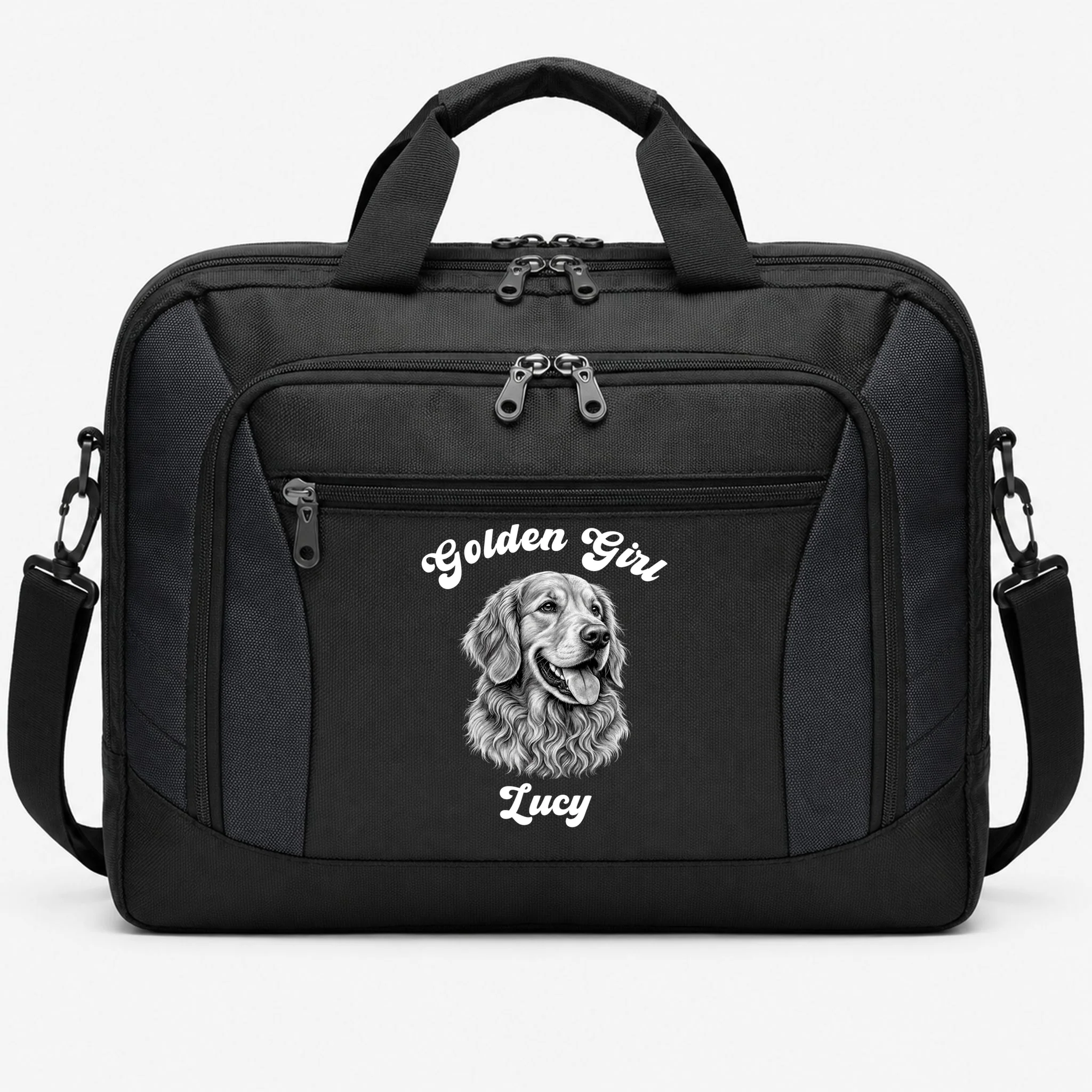 Golden Retriever Golden Boy Golden Girl Personalized Pet Name Briefcase - Front