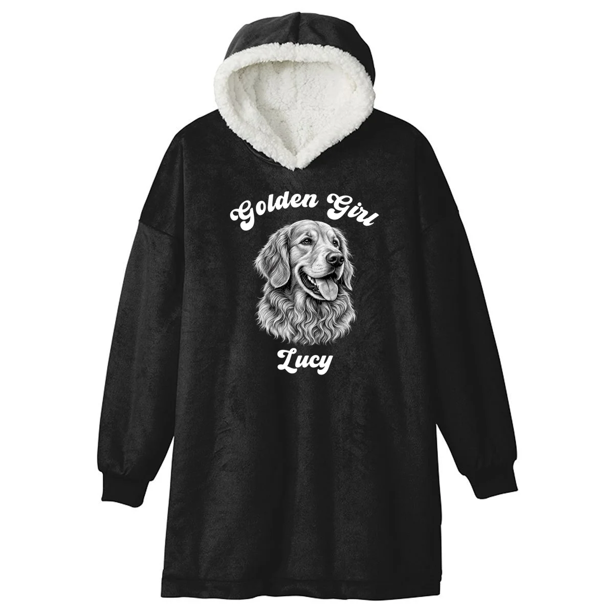 Golden Retriever Golden Boy Golden Girl Personalized Pet Name Hooded Blanket - Front