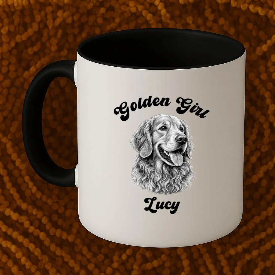 Golden Retriever Golden Boy Golden Girl Personalized Pet Name Coffee Mug - Front 1
