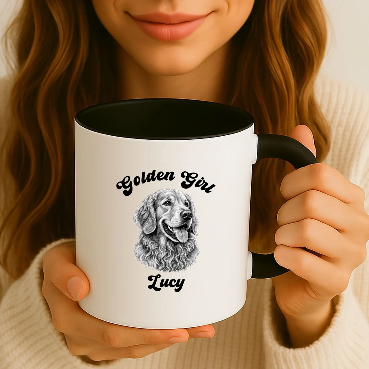 Golden Retriever Golden Boy Golden Girl Personalized Pet Name Coffee Mug - Front 2