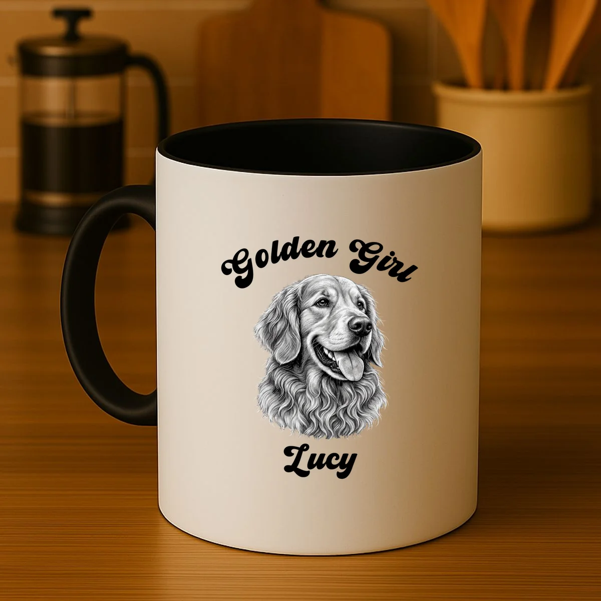 Golden Retriever Golden Boy Golden Girl Personalized Pet Name Coffee Mug - Front 3
