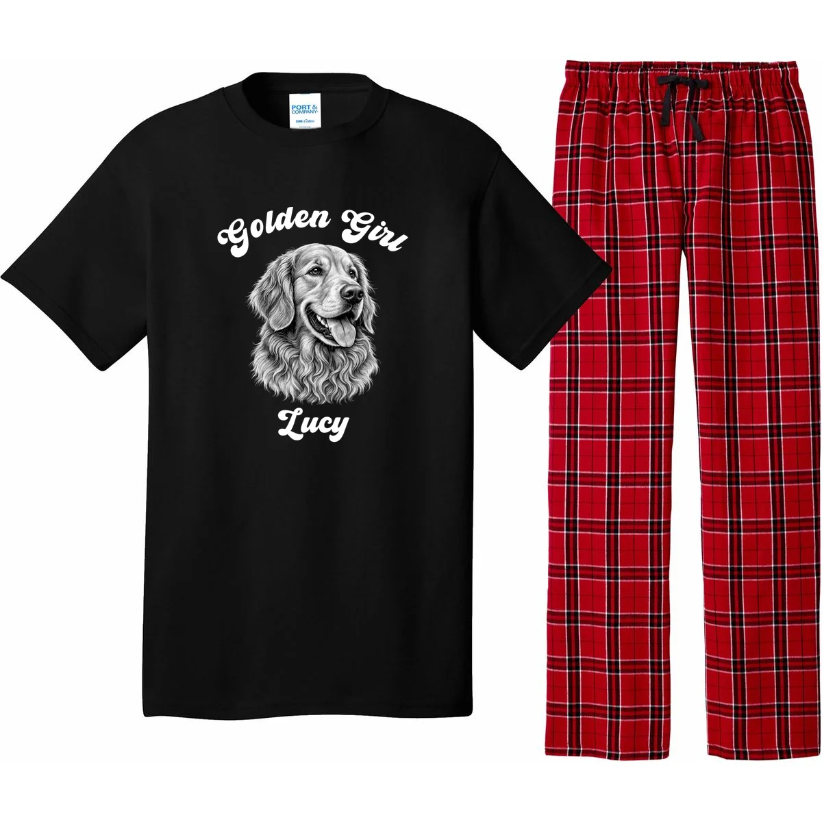 Golden Retriever Golden Boy Golden Girl Personalized Pet Name Pajama Set - Front