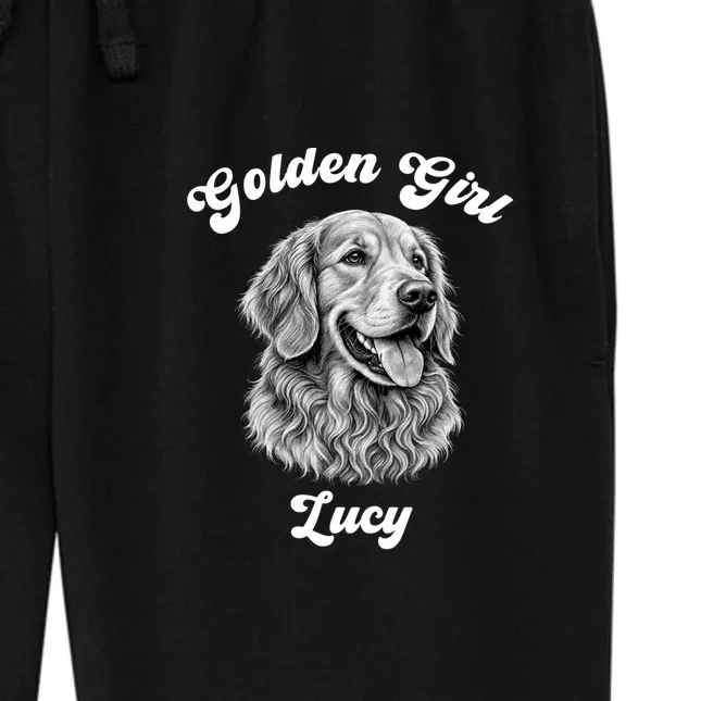 Golden Retriever Golden Boy Golden Girl Personalized Pet Name Women's Fleece Sweatpants - Front - Close-up