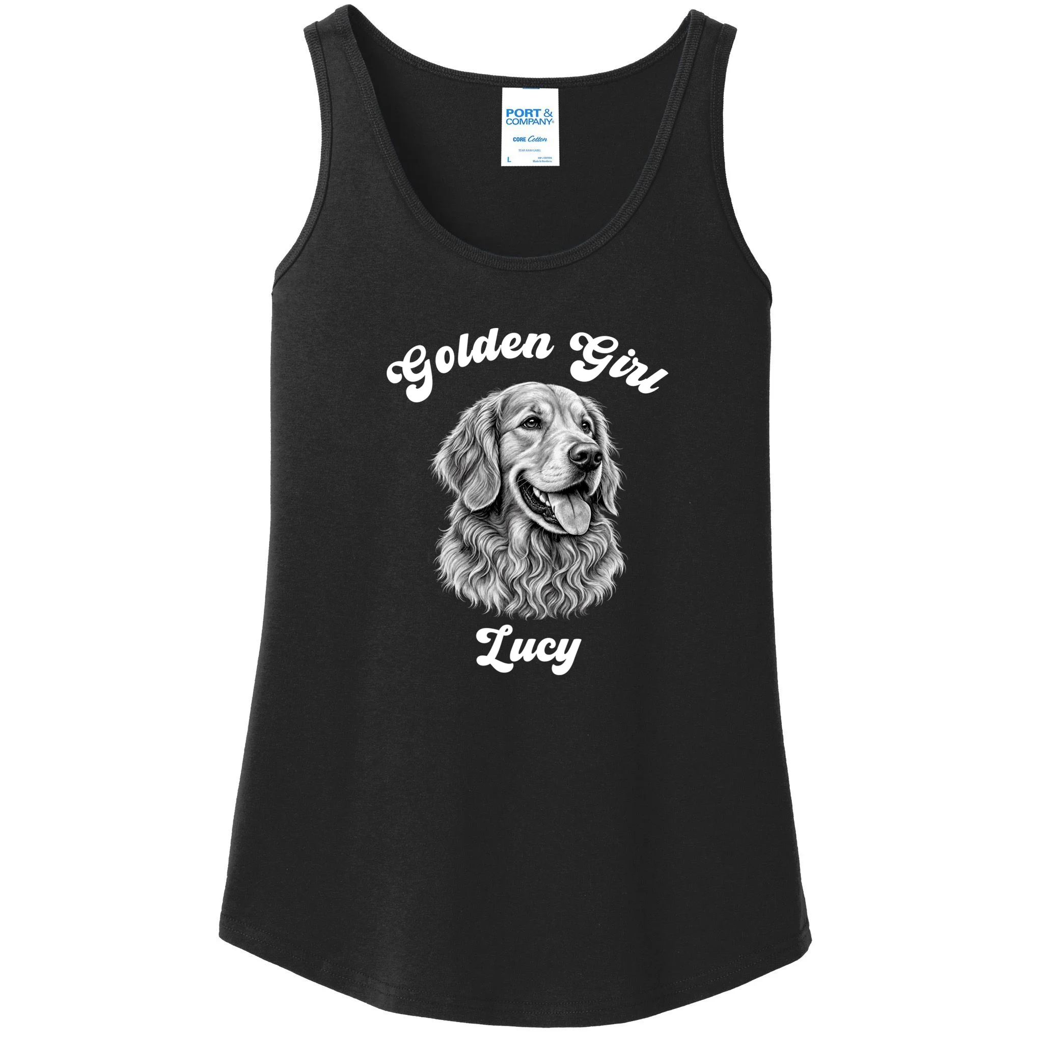 Golden Retriever Golden Boy Golden Girl Personalized Pet Name Women's Tank Top - Front