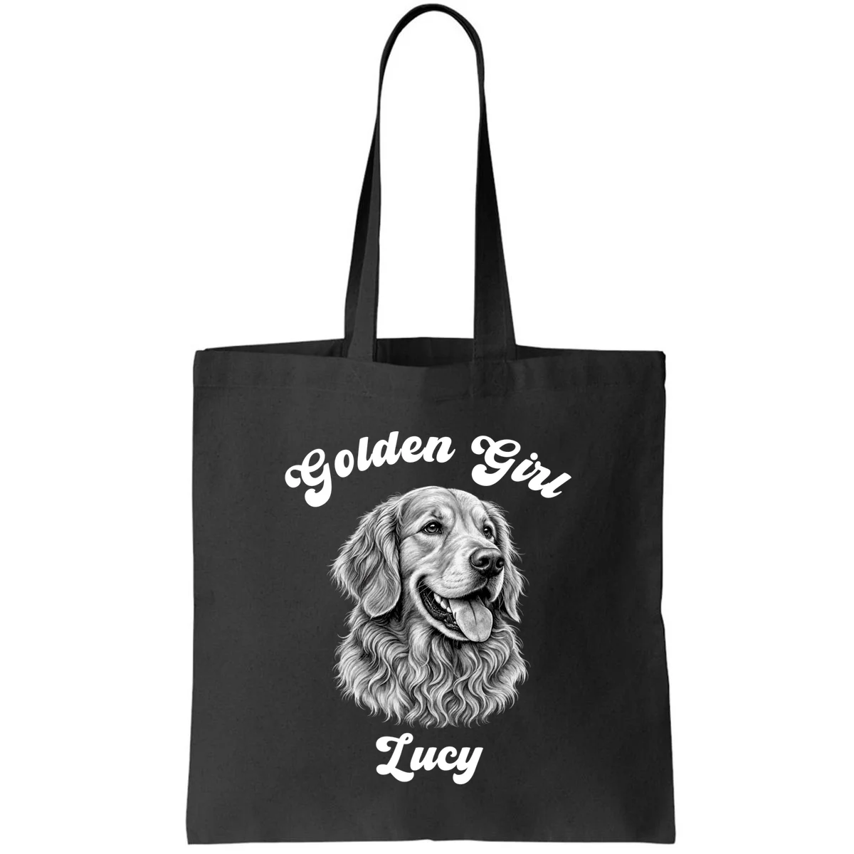 Golden Retriever Golden Boy Golden Girl Personalized Pet Name Tote Bag - Front