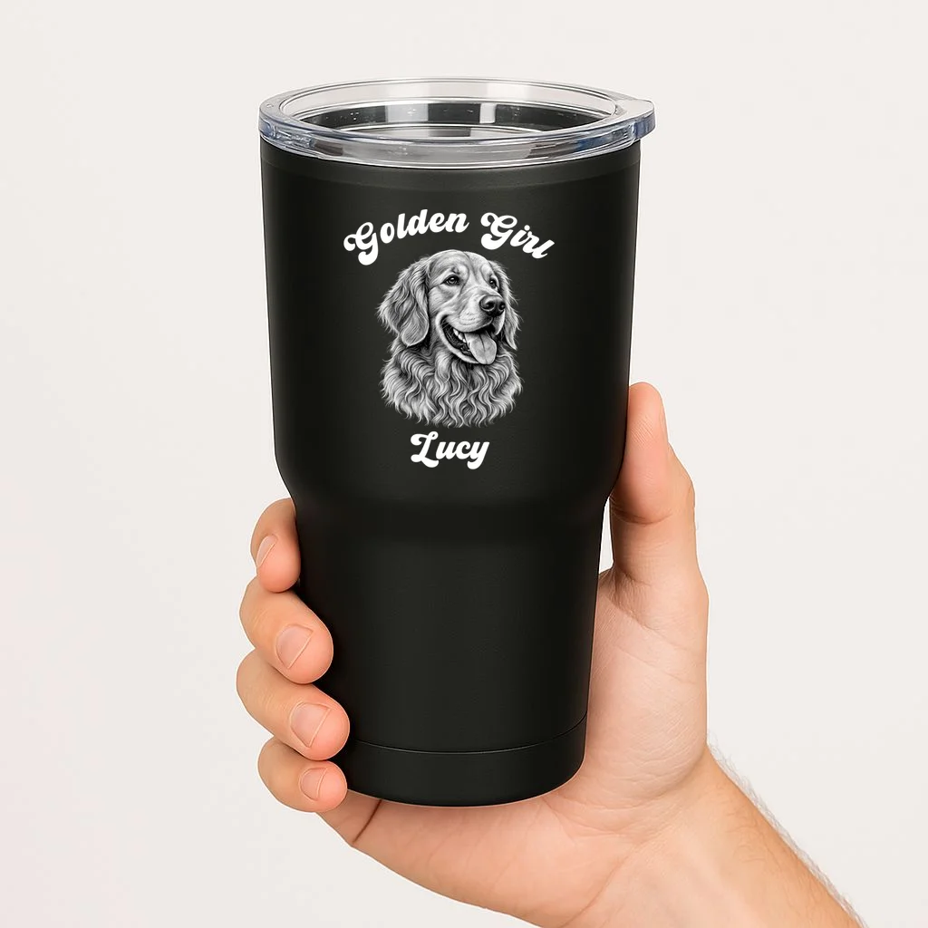 Golden Retriever Golden Boy Golden Girl Personalized Pet Name 20oz Tumbler - Front 1