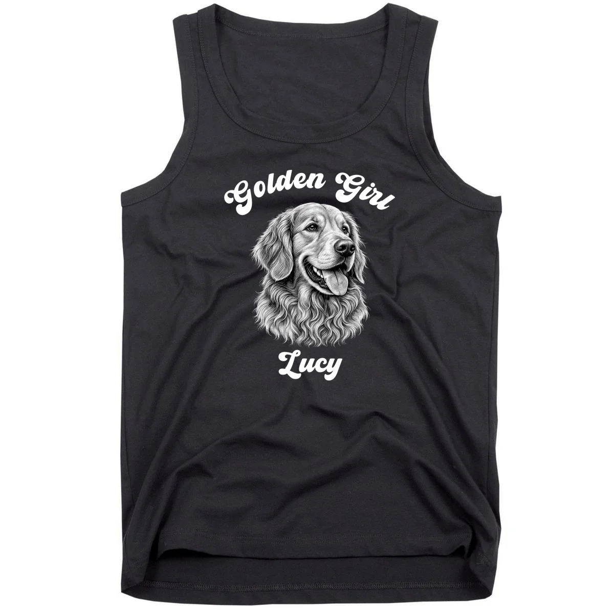 Golden Retriever Golden Boy Golden Girl Personalized Pet Name Tank Top - Front