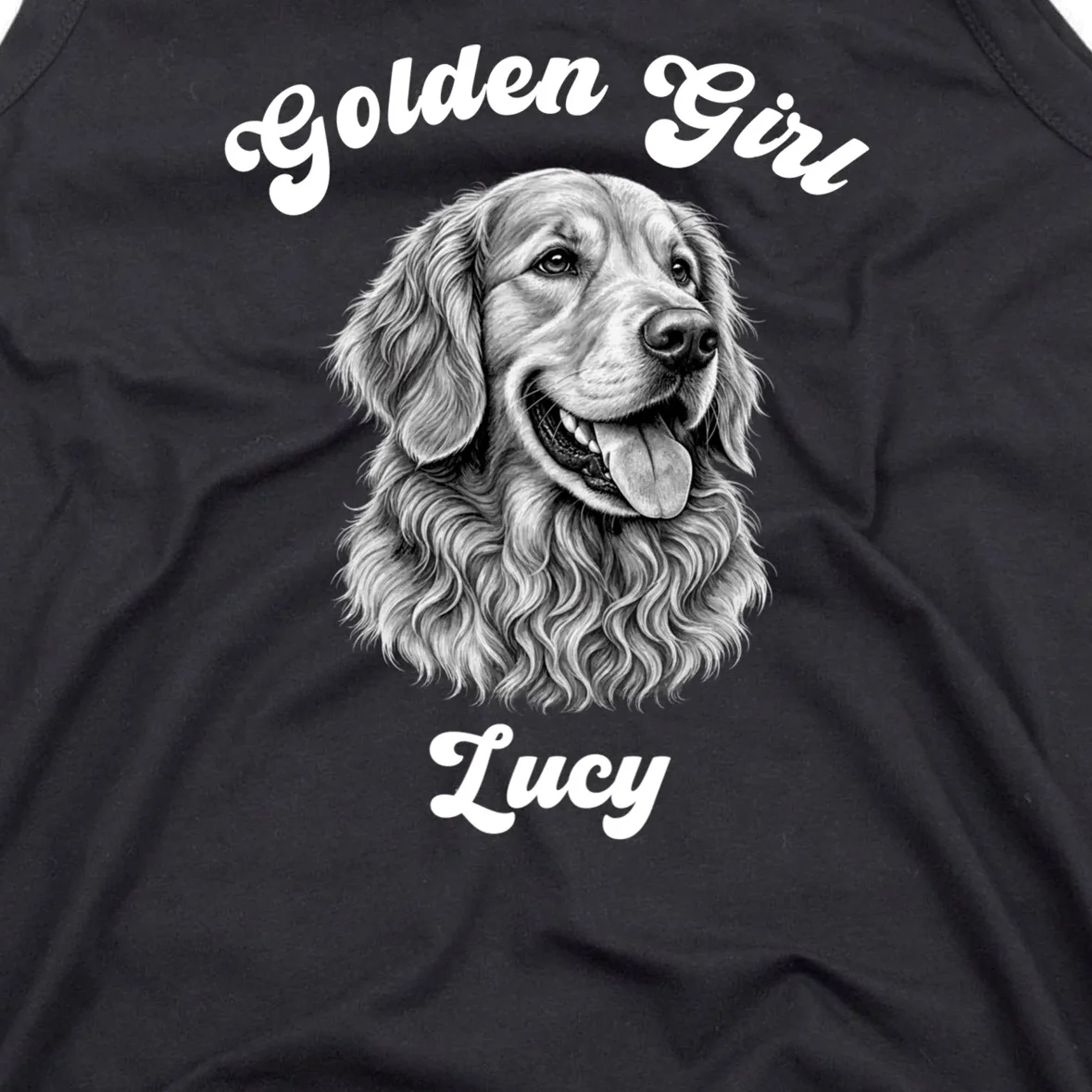 Golden Retriever Golden Boy Golden Girl Personalized Pet Name Men's Tank Top - Front - Close-up