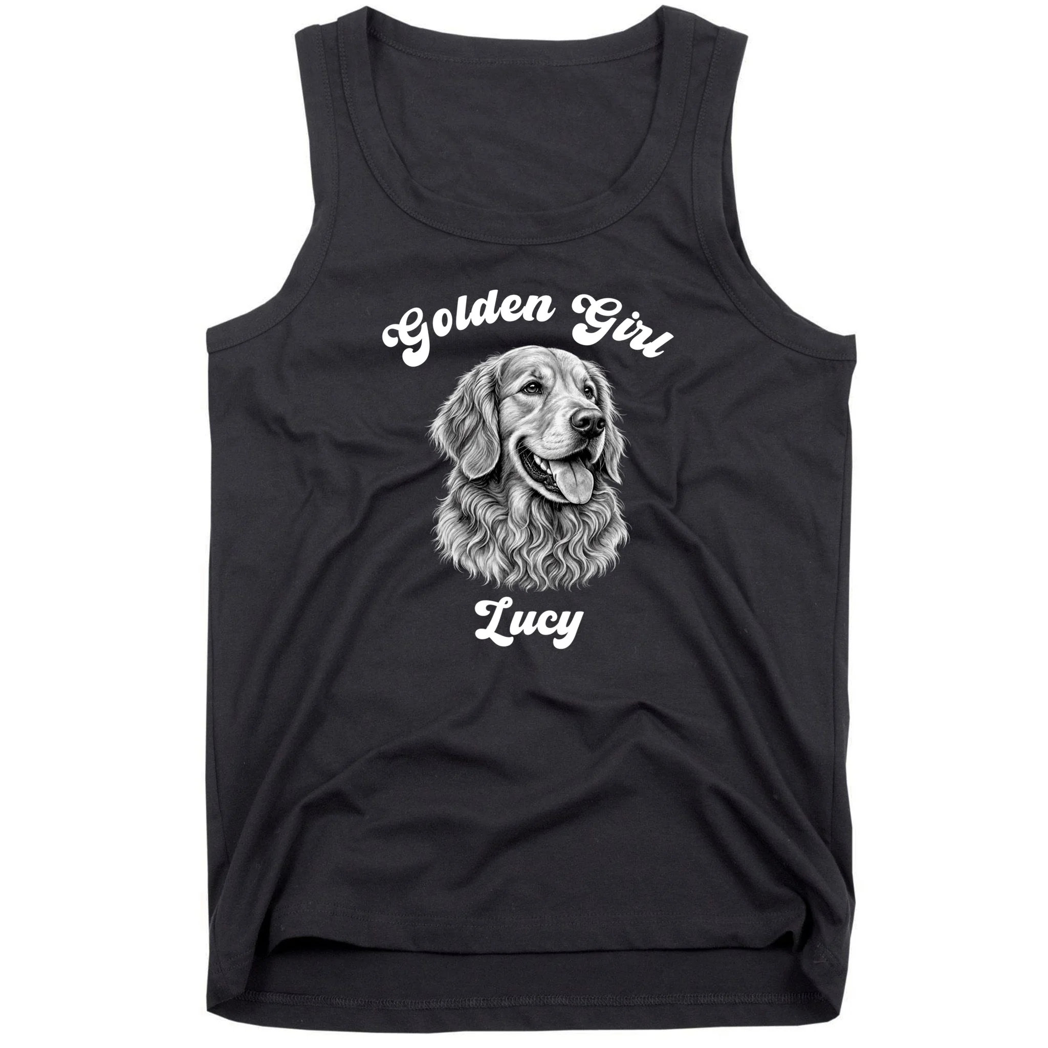 Golden Retriever Golden Boy Golden Girl Personalized Pet Name Men's Tank Top - Front