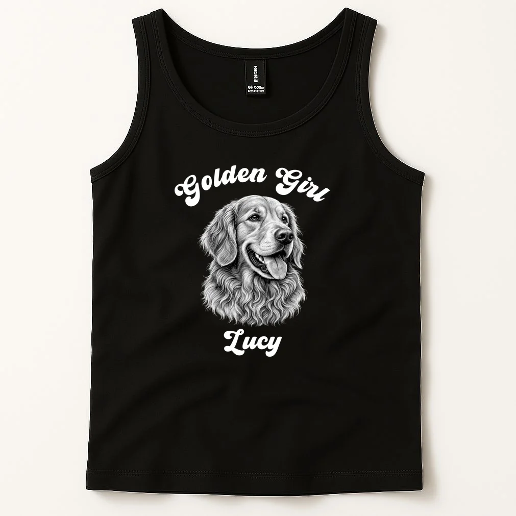 Golden Retriever Golden Boy Golden Girl Personalized Pet Name Tank Top - Front 1