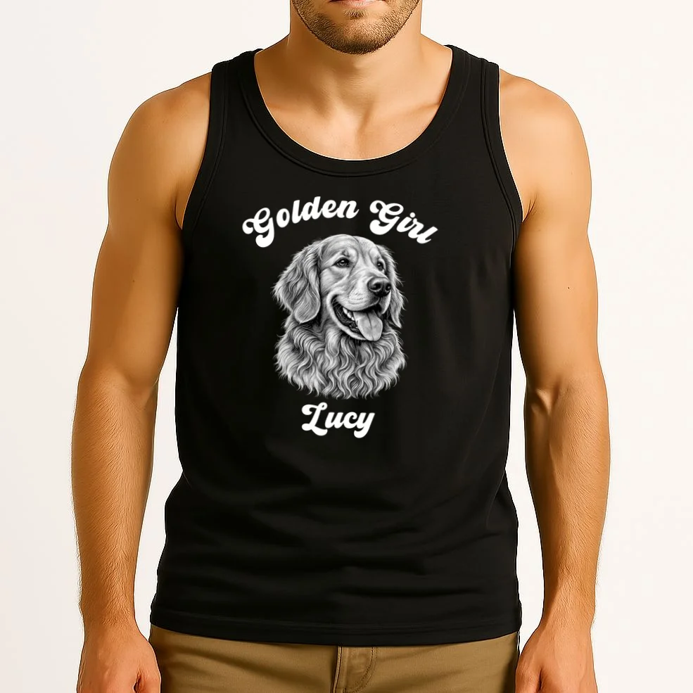 Golden Retriever Golden Boy Golden Girl Personalized Pet Name Tank Top - Front 2