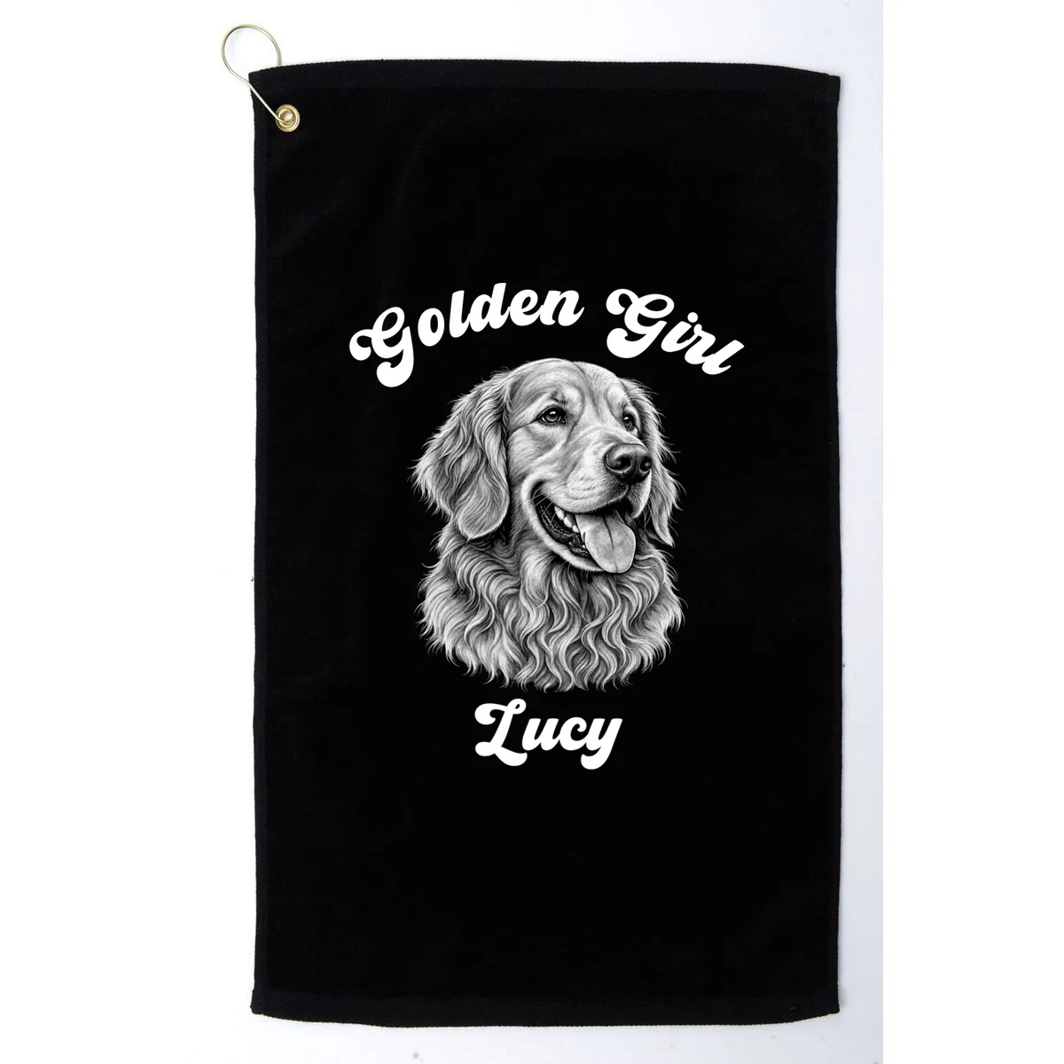 Golden Retriever Golden Boy Golden Girl Personalized Pet Name Golf Towel - Front