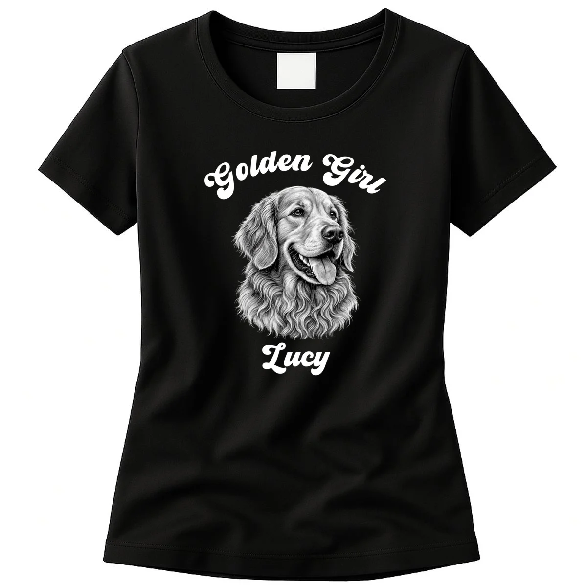 Golden Retriever Golden Boy Golden Girl Personalized Pet Name Women's T-Shirt - Front