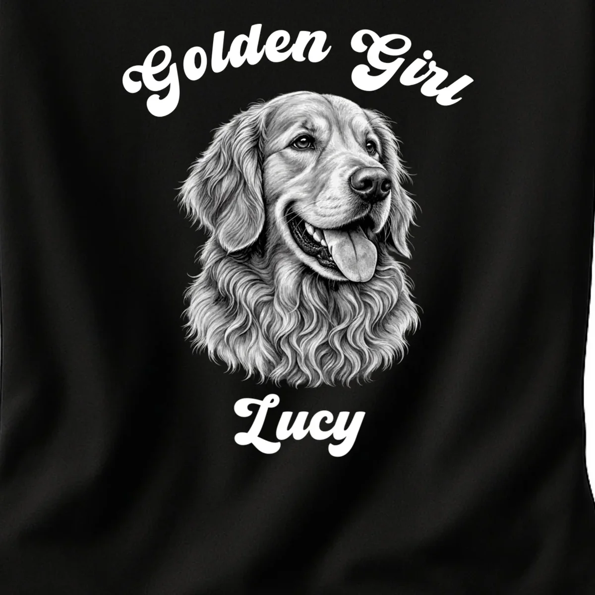 Golden Retriever Golden Boy Golden Girl Personalized Pet Name Women's T-Shirt - Front - Close-up
