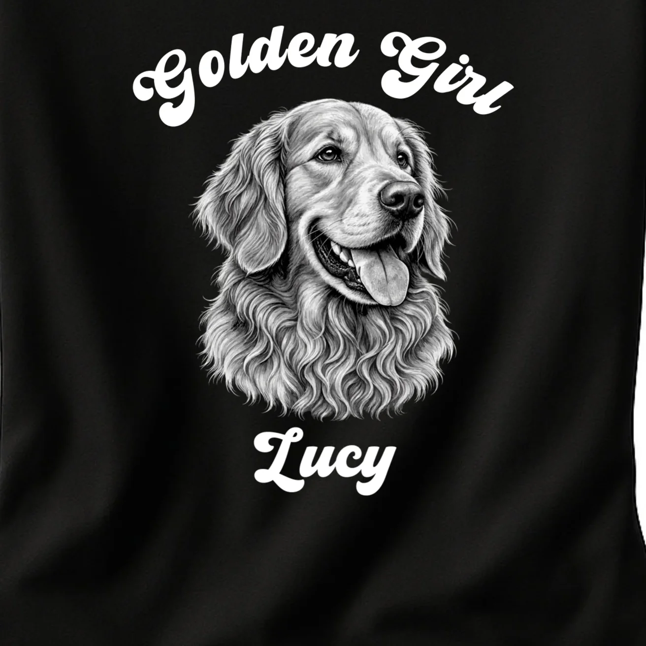 Golden Retriever Golden Boy Golden Girl Personalized Pet Name Women's T-Shirt - Front - Close-up