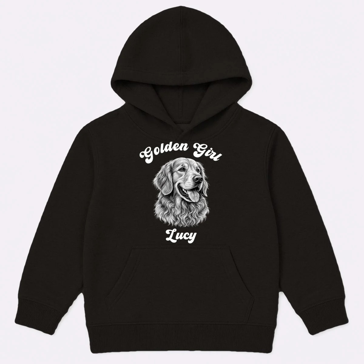 Golden Retriever Golden Boy Golden Girl Personalized Pet Name Kids Hoodie - Front