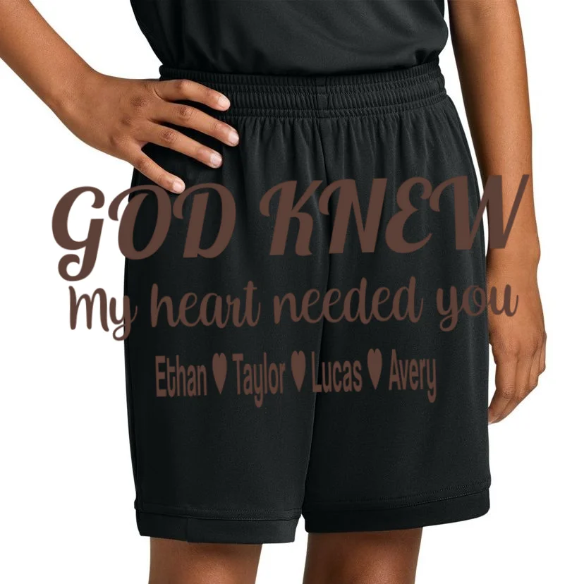 God Knew My Heart Needed You – Personalized Family Love Design Kids Shorts - Front 1