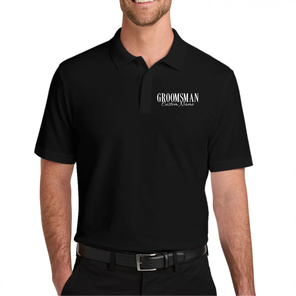 GROOMSMAN Personalized Bachelor Trip Men's Polo - Front 1