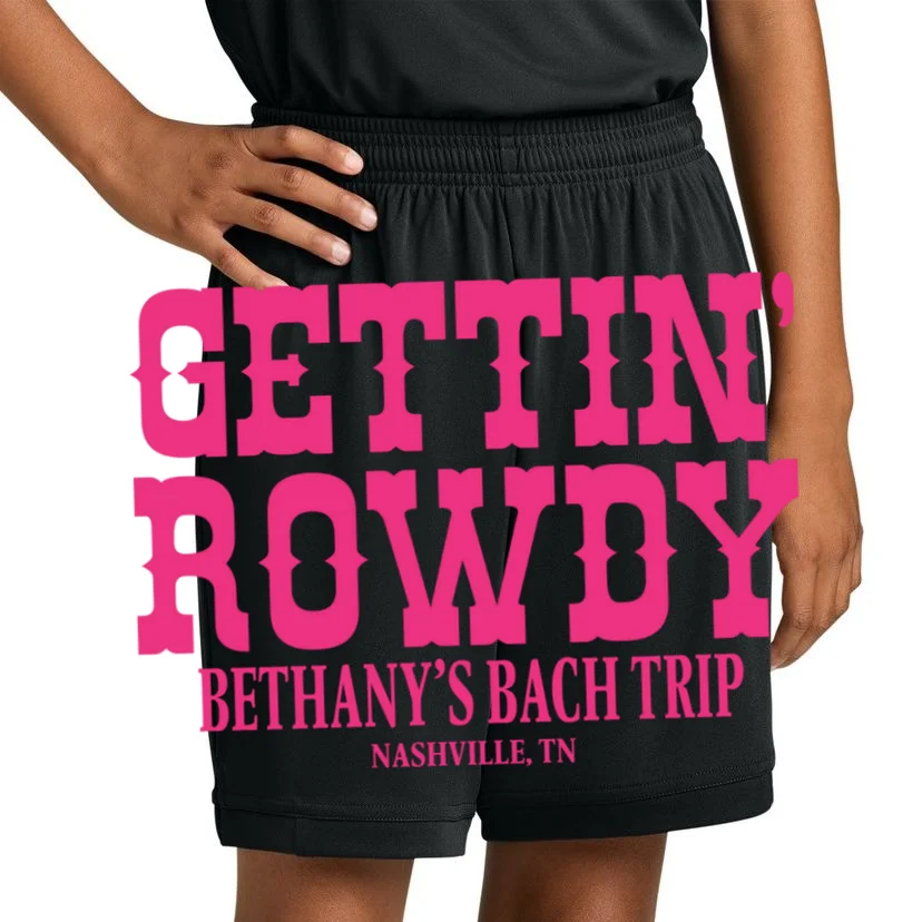 GETTIN' ROWDY Custom Bachelorette Trip Personalized Name Kids Shorts - Front 1