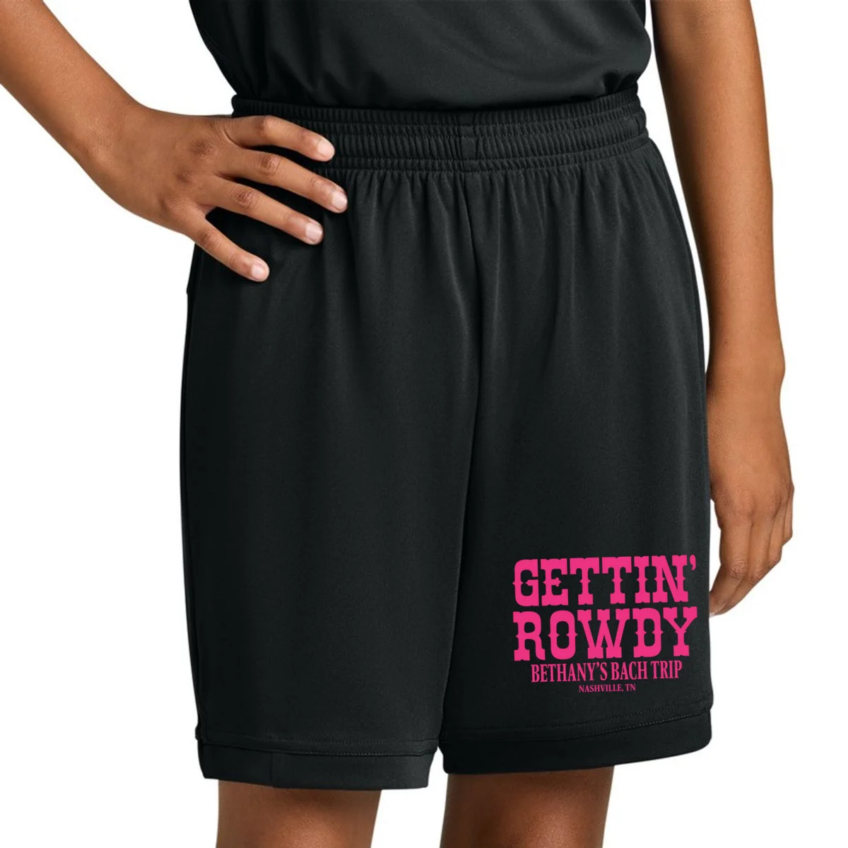 GETTIN' ROWDY Custom Bachelorette Trip Personalized Name Kids Shorts - Front 1