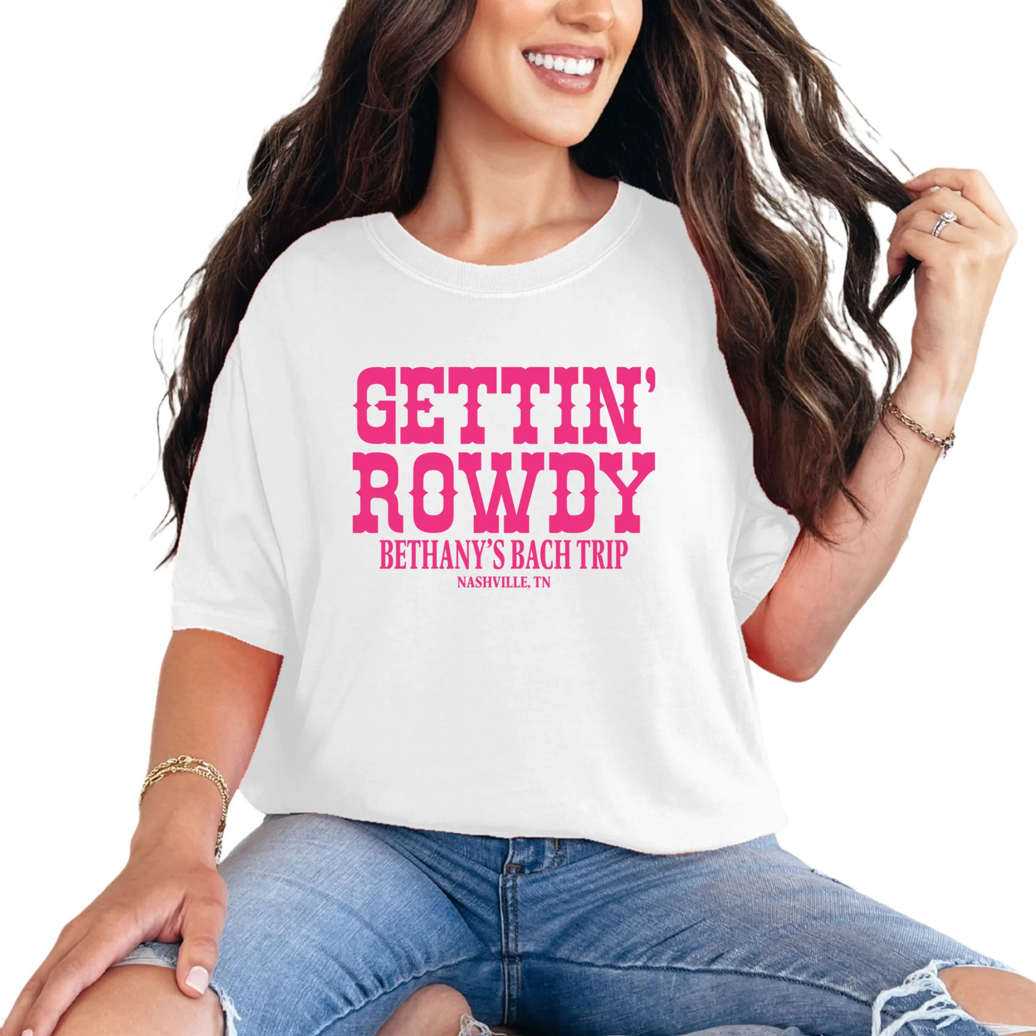 GETTIN' ROWDY Custom Bachelorette Trip Personalized Name Comfort Colors Unisex T-Shirt - Front