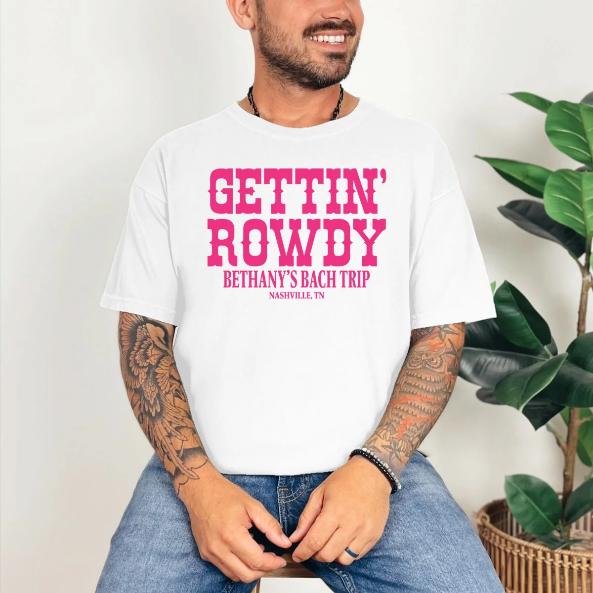 GETTIN' ROWDY Custom Bachelorette Trip Personalized Name T-Shirt - Front 2