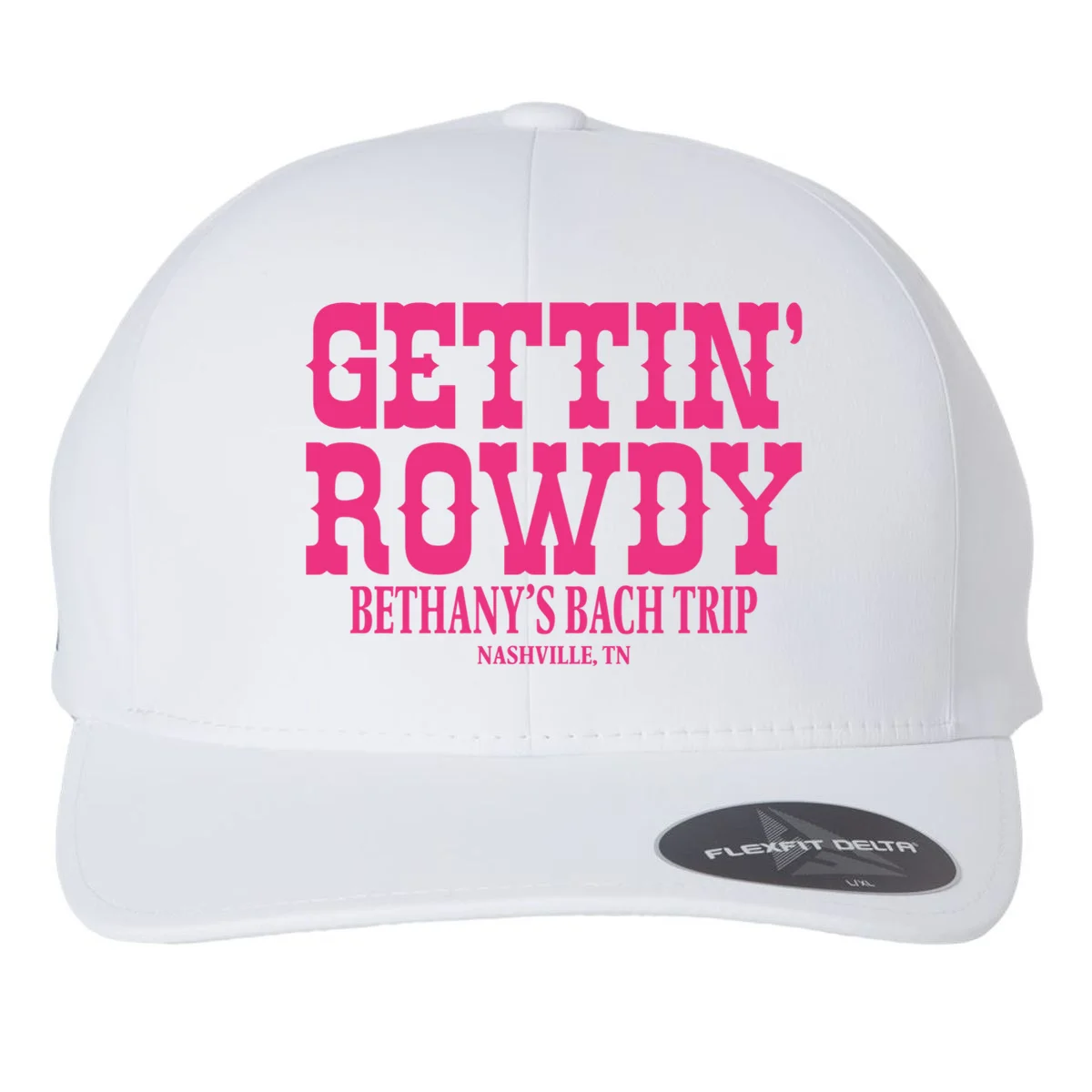 GETTIN' ROWDY Custom Bachelorette Trip Personalized Name Flexfit Men's Snapback Hat - Front