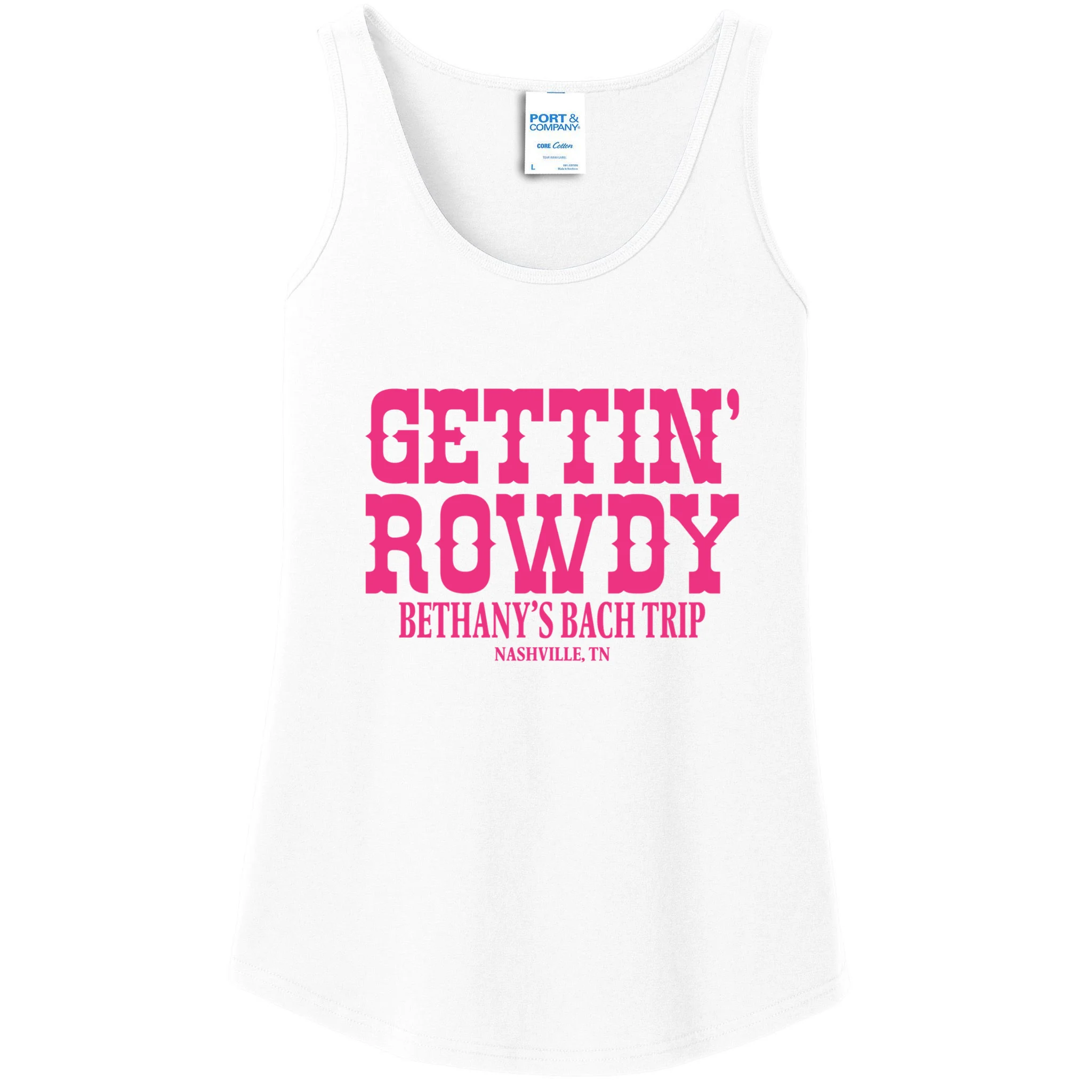 GETTIN' ROWDY Custom Bachelorette Trip Personalized Name Women's Tank Top - Front