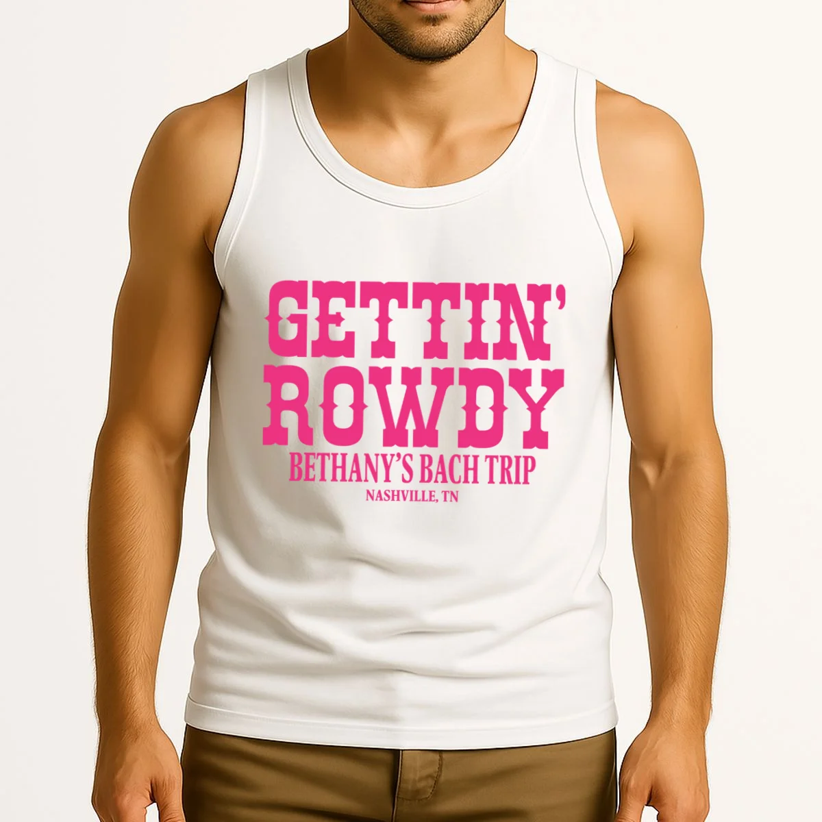 GETTIN' ROWDY Custom Bachelorette Trip Personalized Name Tank Top - Front 2