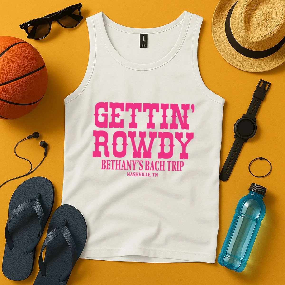 GETTIN' ROWDY Custom Bachelorette Trip Personalized Name Tank Top - Front 3