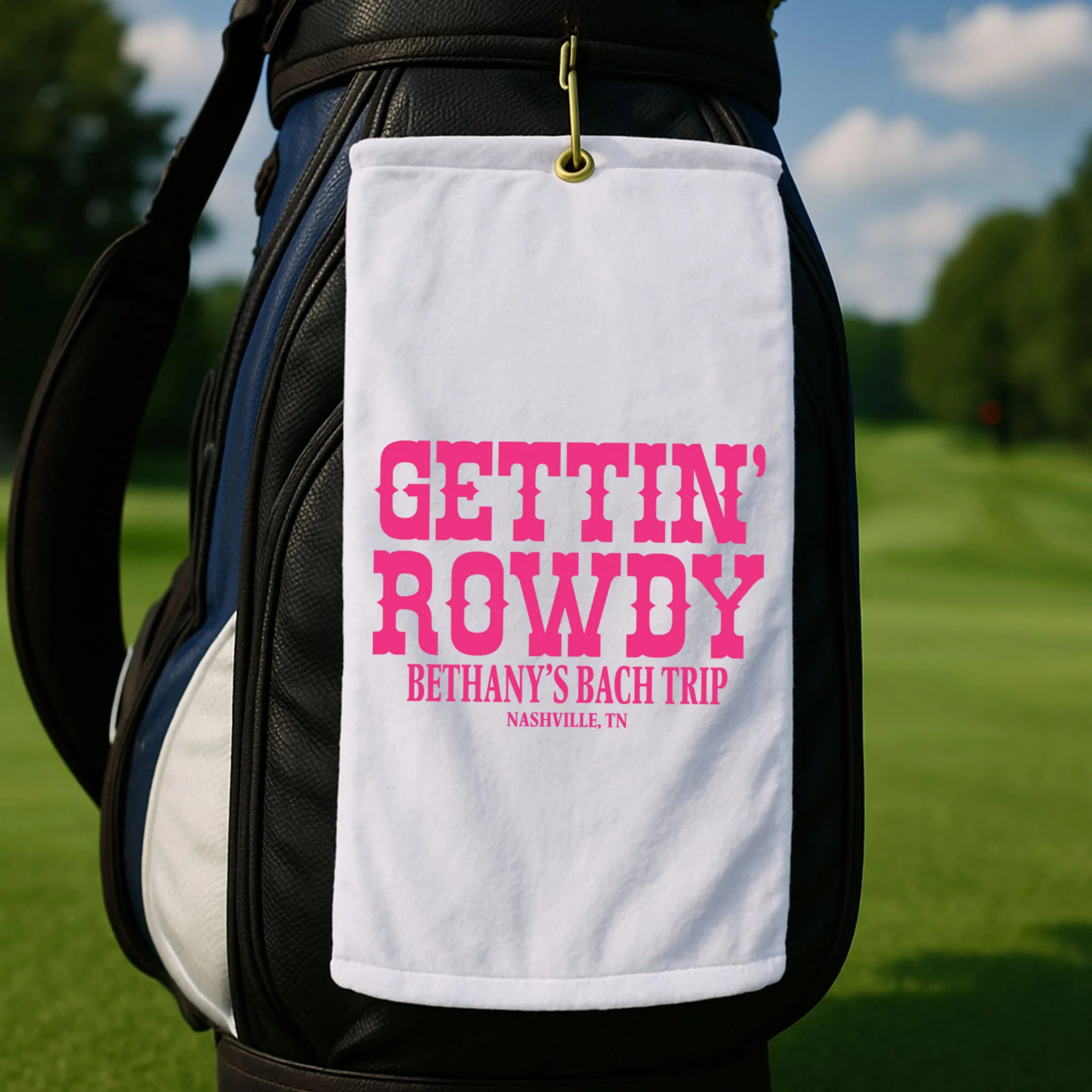 GETTIN' ROWDY Custom Bachelorette Trip Personalized Name Golf Towel - Front 2