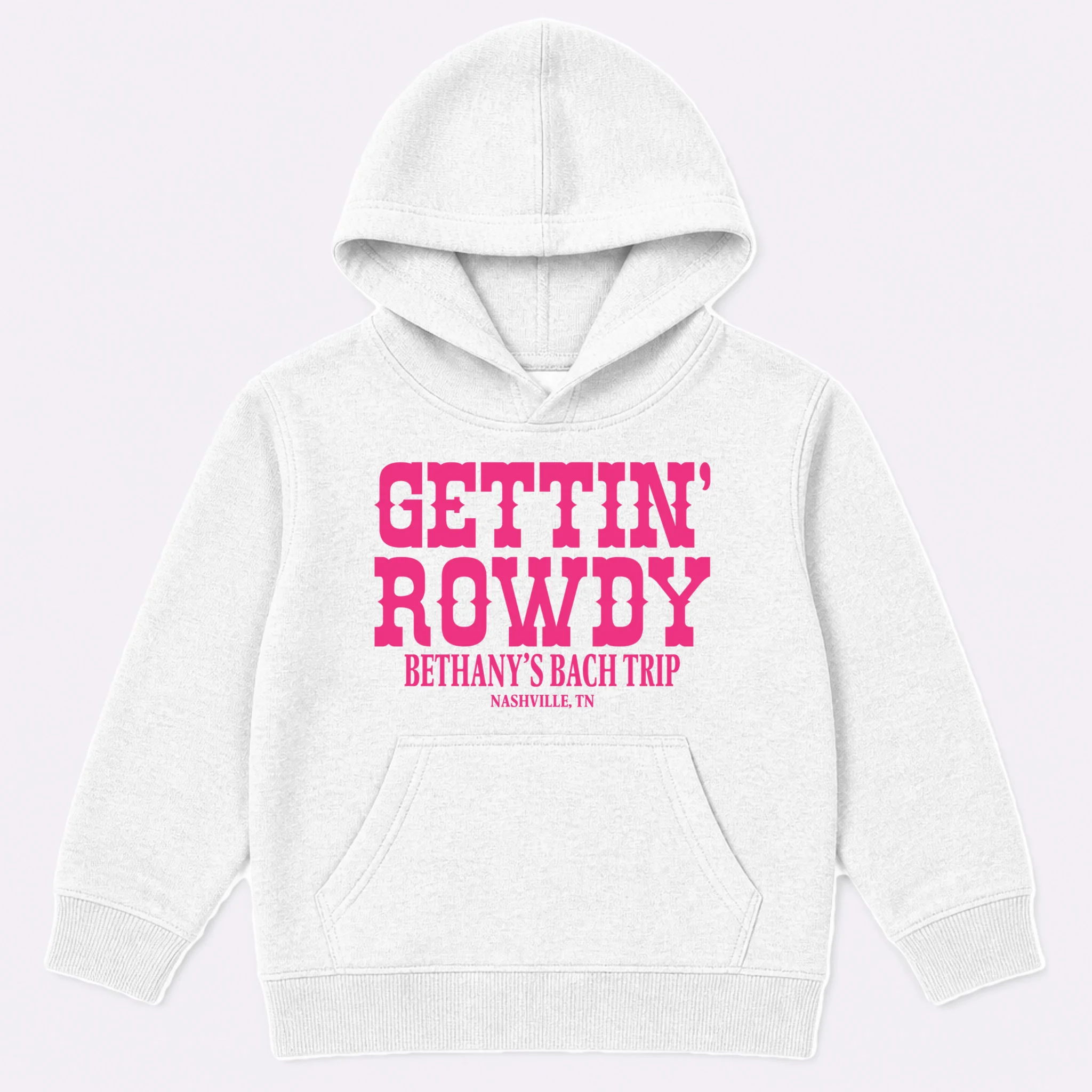 GETTIN' ROWDY Custom Bachelorette Trip Personalized Name Kids Hoodie - Front