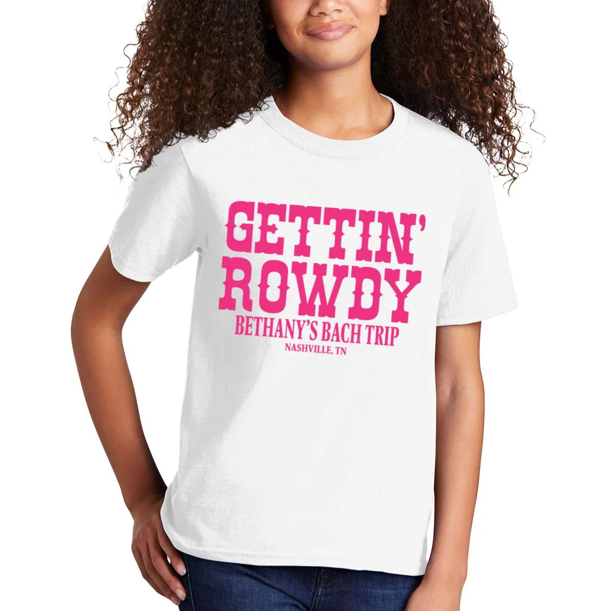 GETTIN' ROWDY Custom Bachelorette Trip Personalized Name Kids T-Shirt - Front 1