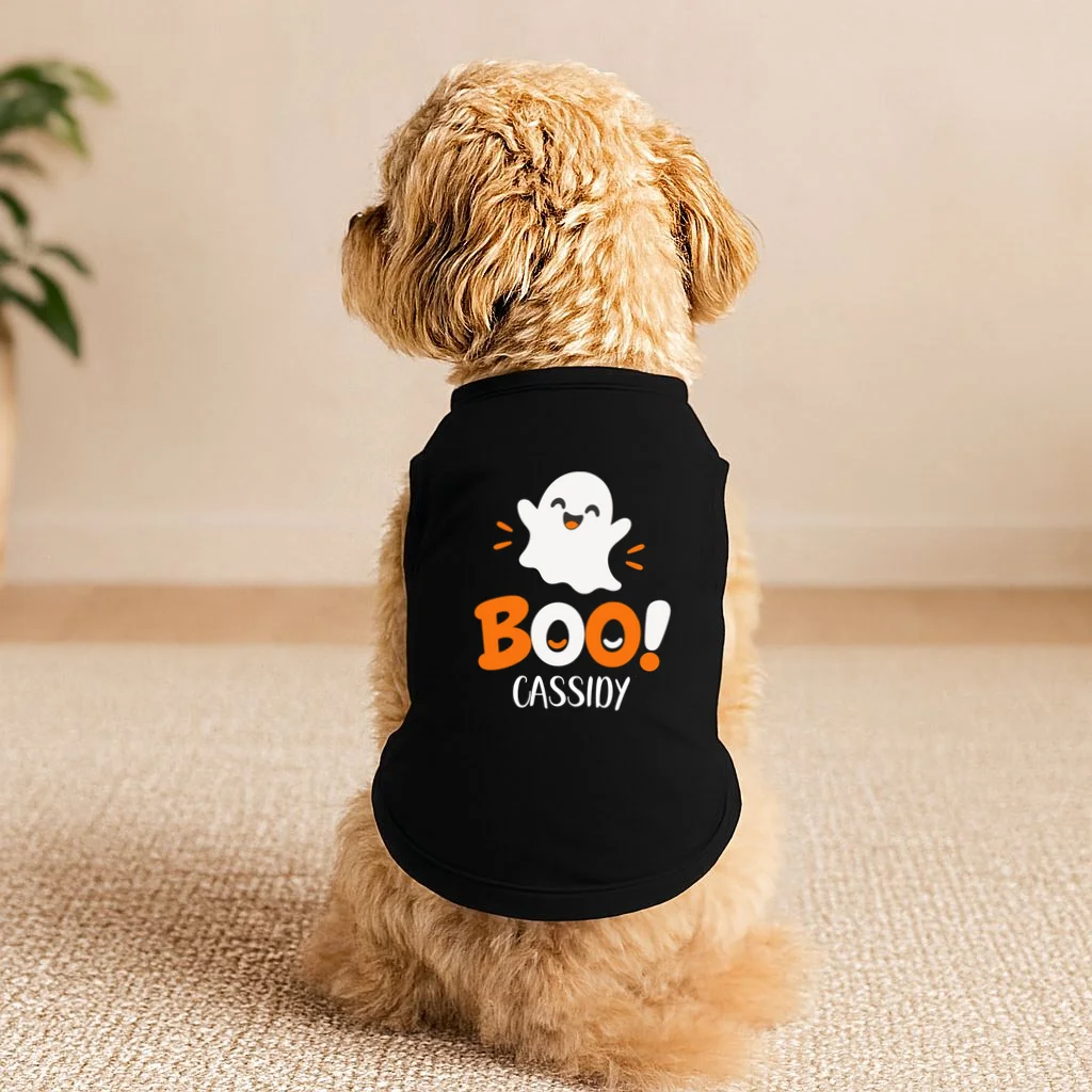 Halloween Boo Name Personalized Custom Gift - Cute Ghost Custom Halloween Design Doggie Tank - Front 1