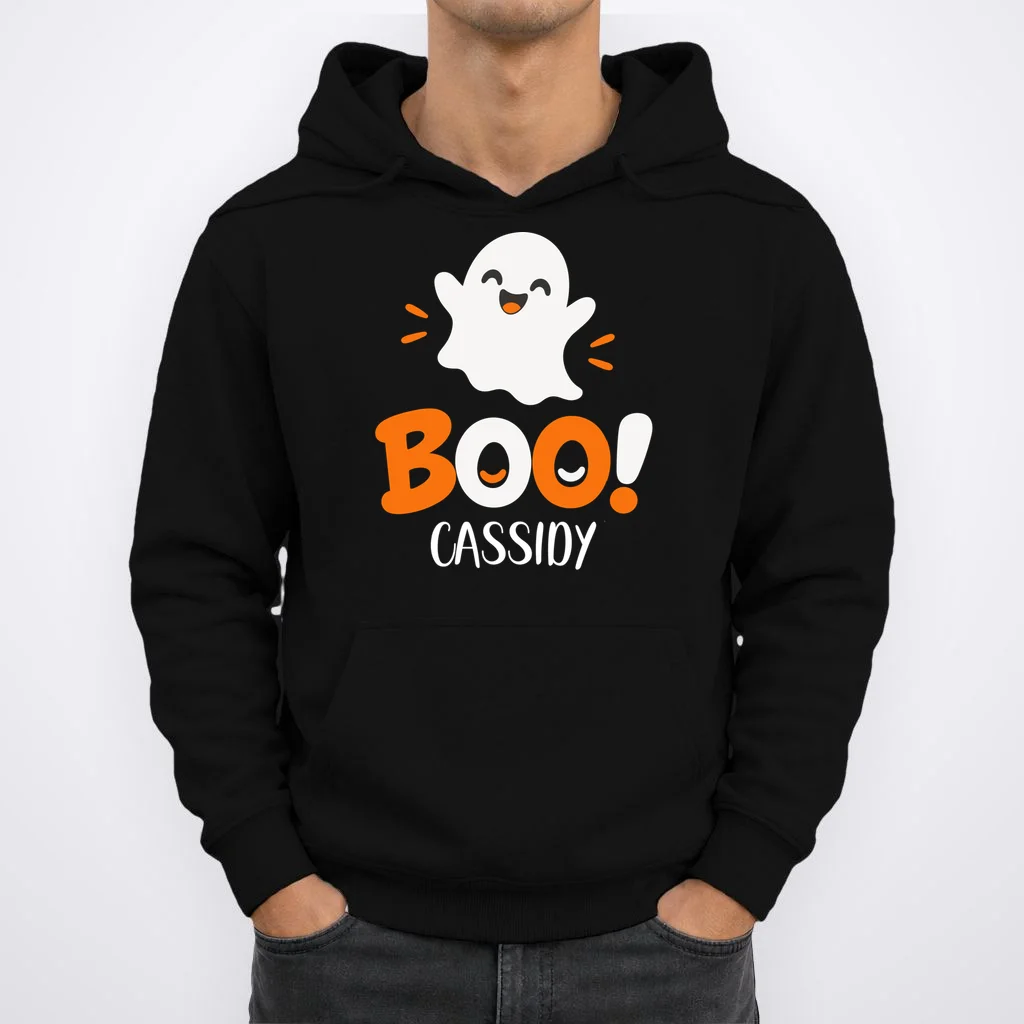 Halloween Boo Name Personalized Custom Gift - Cute Ghost Custom Halloween Design Men's Hoodie - Front 1