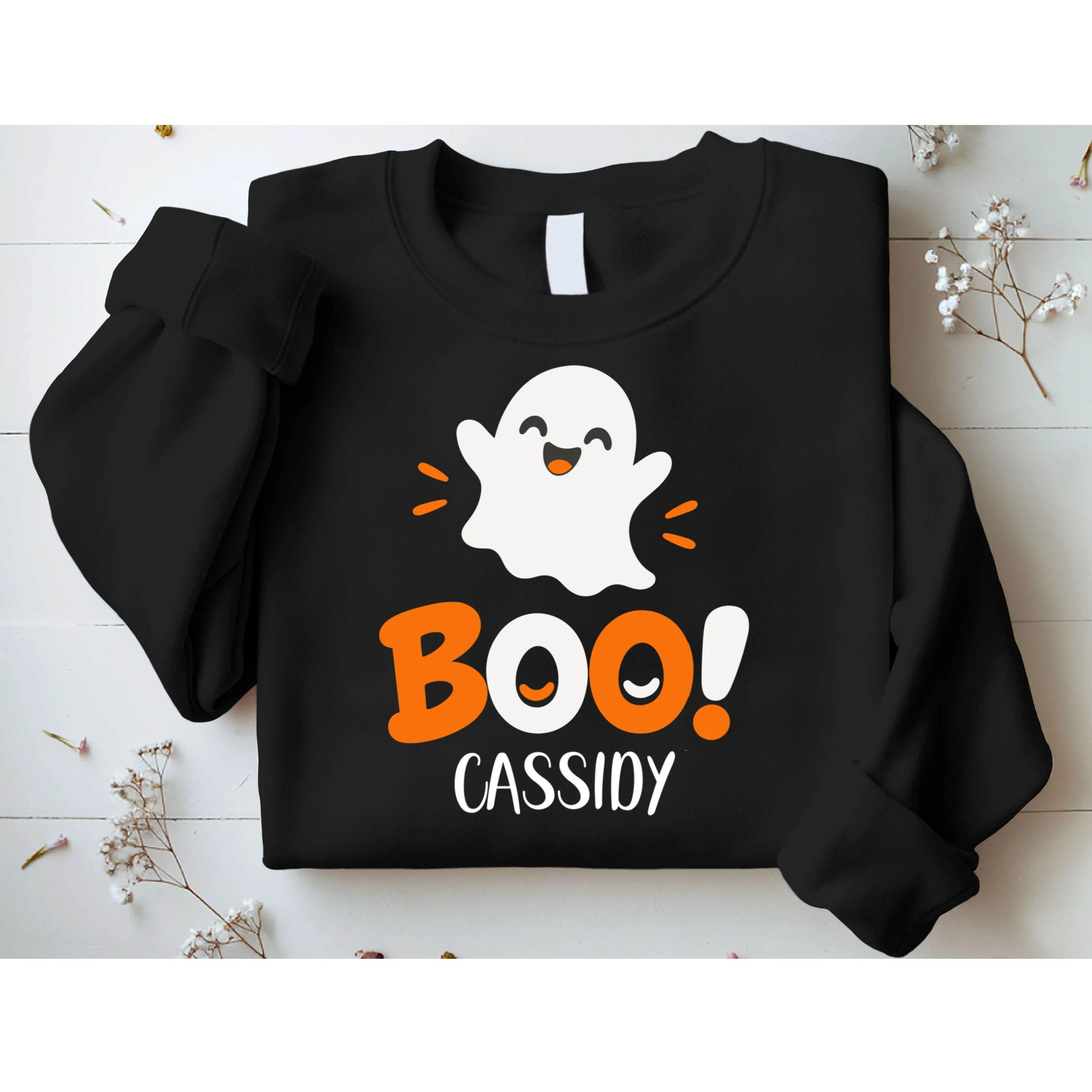 Halloween Boo Name Personalized Custom Gift - Cute Ghost Custom Halloween Design Men's Sweatshirt - Front 1