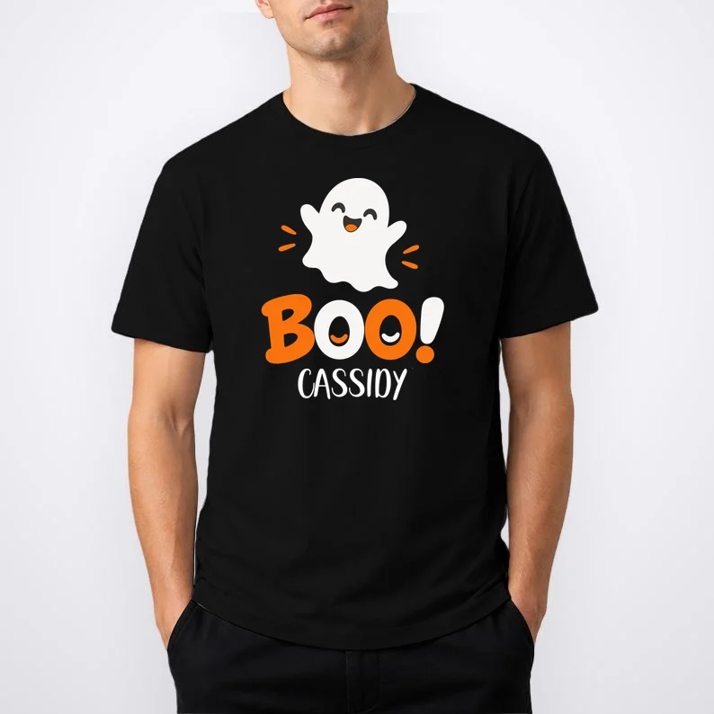 Halloween Boo Name Personalized Custom Gift - Cute Ghost Custom Halloween Design Men's T-Shirt - Front 1