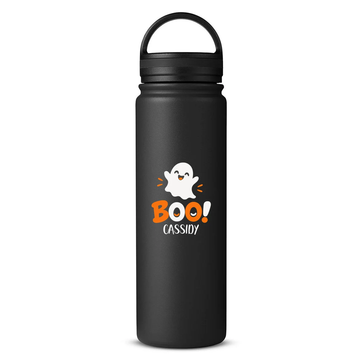 Halloween Boo Name Personalized Custom Gift - Cute Ghost Custom Halloween Design 24oz Water Bottle Front