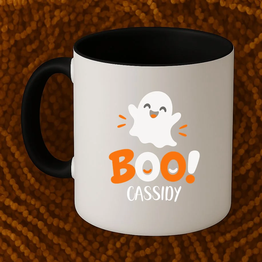 Halloween Boo Name Personalized Custom Gift - Cute Ghost Custom Halloween Design Mug - Front 1