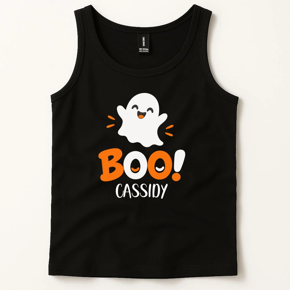 Halloween Boo Name Personalized Custom Gift - Cute Ghost Custom Halloween Design Men's Tank Top - Front 1