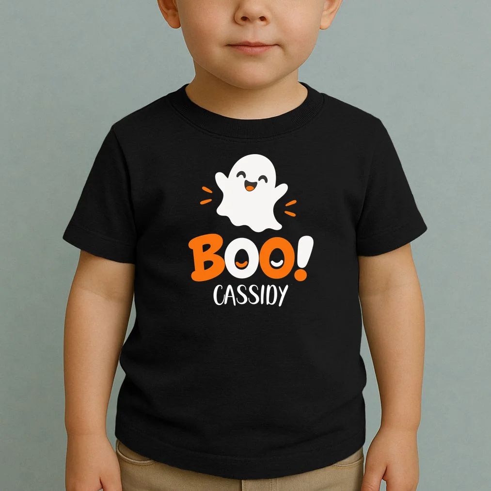 Halloween Boo Name Personalized Custom Gift - Cute Ghost Custom Halloween Design Toddler T-Shirt - Front 1