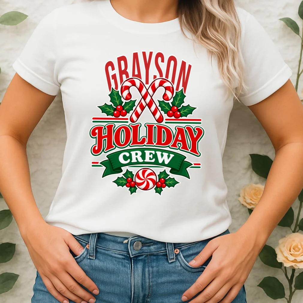 Holiday Crew – Personalized Christmas Candy Cane Design Women's T-Shirt - Front 1