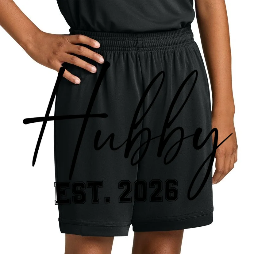 Hubby Est – Customizable Year Wedding Gift for Anniversary Kids Shorts - Front 1