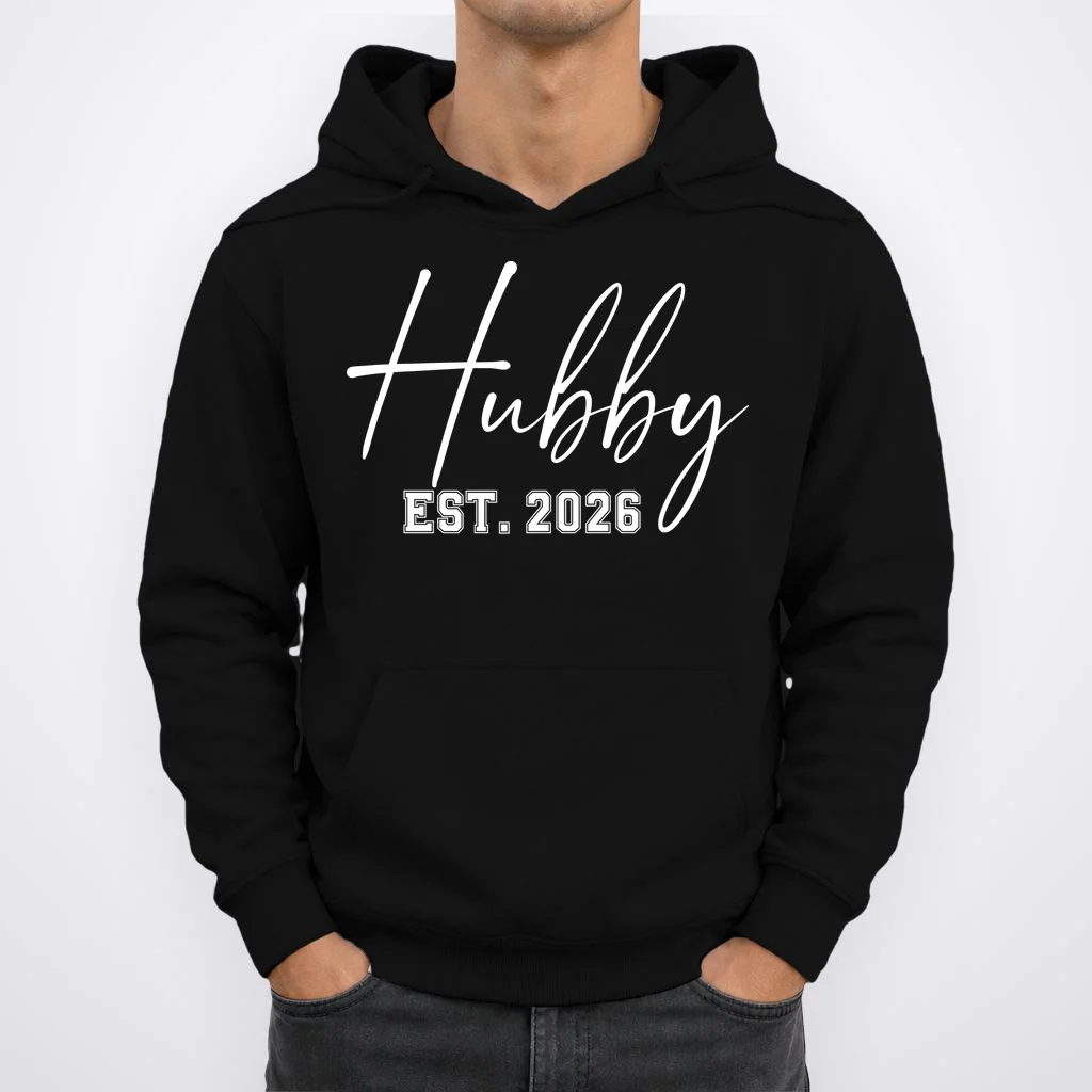 Hubby Est – Customizable Year Wedding Gift for Anniversary Hoodie - Front 1