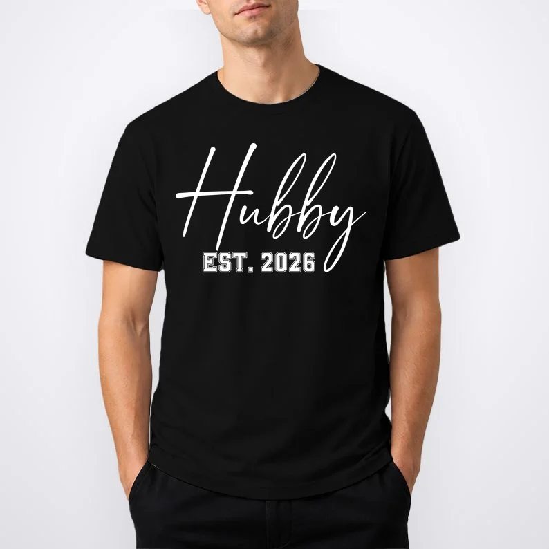 Hubby Est – Customizable Year Wedding Gift for Anniversary T-Shirt - Front 1