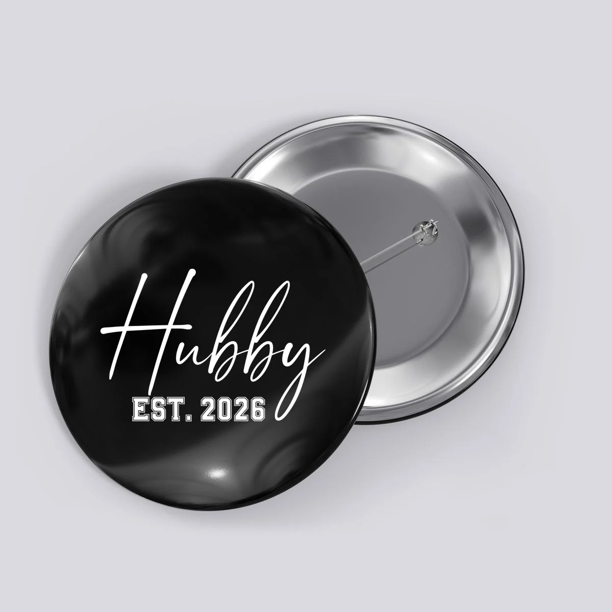 Hubby Est – Customizable Year Wedding Gift for Anniversary Button - Front