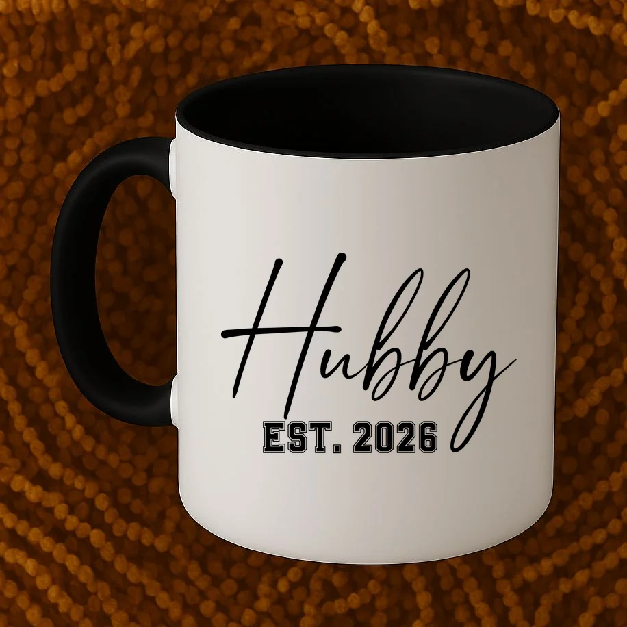 Hubby Est – Customizable Year Wedding Gift for Anniversary Coffee Mug - Front 1