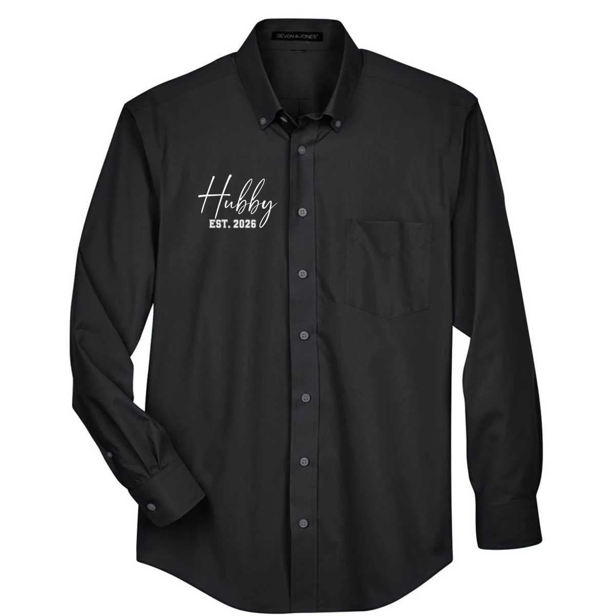 Hubby Est – Customizable Year Wedding Gift for Anniversary Men's Button Up - Front
